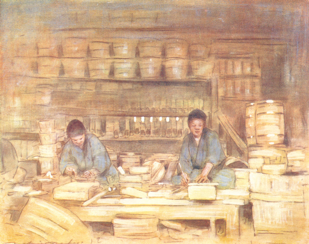 JAPAN. Workers. Carpenters at Work 1904 old antique vintage print picture