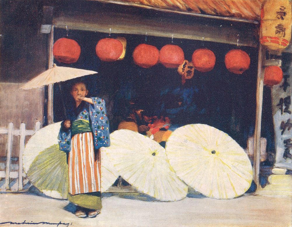 Associate Product JAPAN. Workers. Umbrellas 1904 old antique vintage print picture