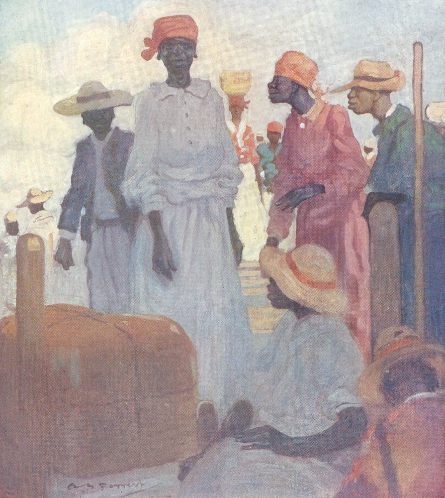 WEST INDIES. Passengers embarking from a Quay, St. Ann's Bay, Jamaica 1905