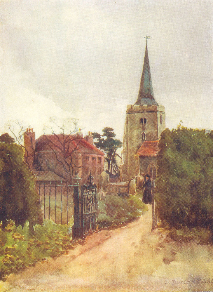 ESSEX. Danbury-Churchyard 1909 old antique vintage print picture