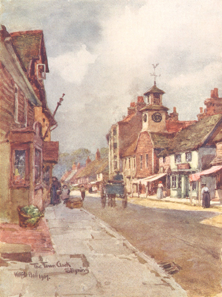 SUSSEX. Town Clock, Steyning 1906 old antique vintage print picture