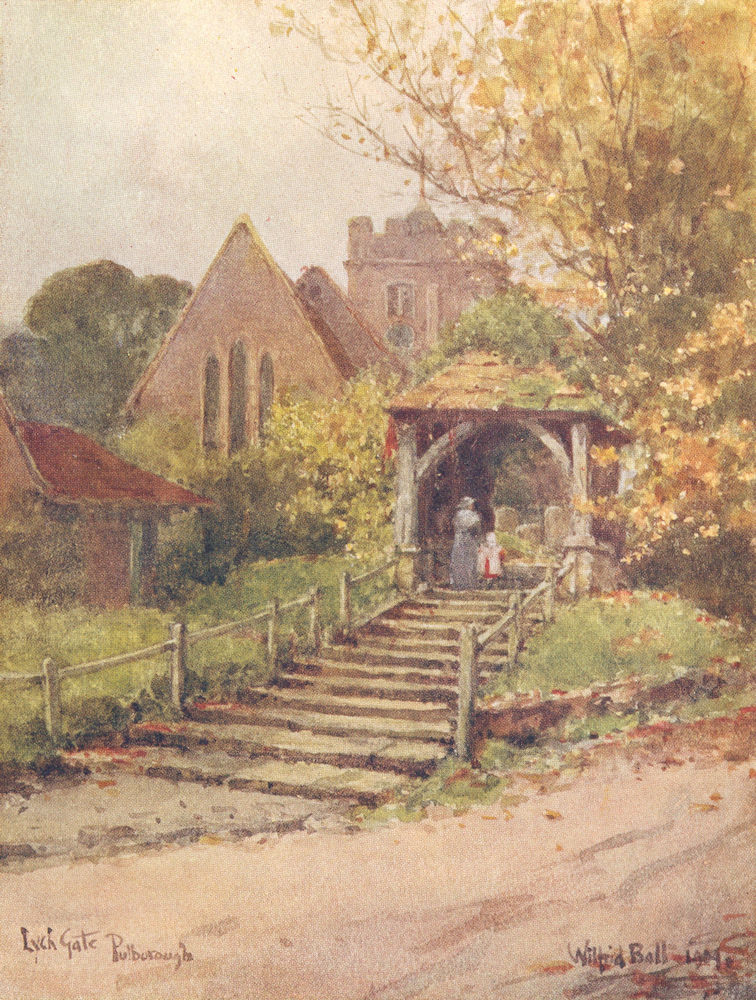 SUSSEX. Lych Gate, Pulborough 1906 old antique vintage print picture