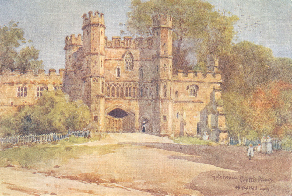 SUSSEX. Gatehouse, Battle Abbey 1906 old antique vintage print picture