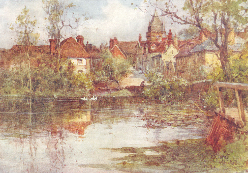SUSSEX. Mill Pool, Midhurst 1906 old antique vintage print picture