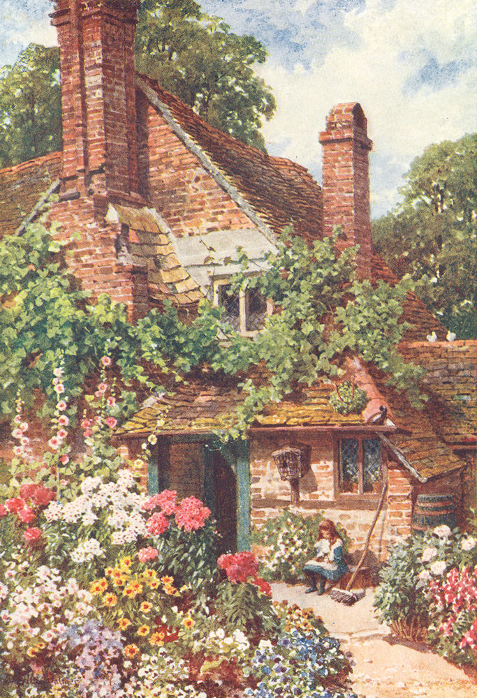 SURREY. A Cottage Home, Compton 1912 old antique vintage print picture