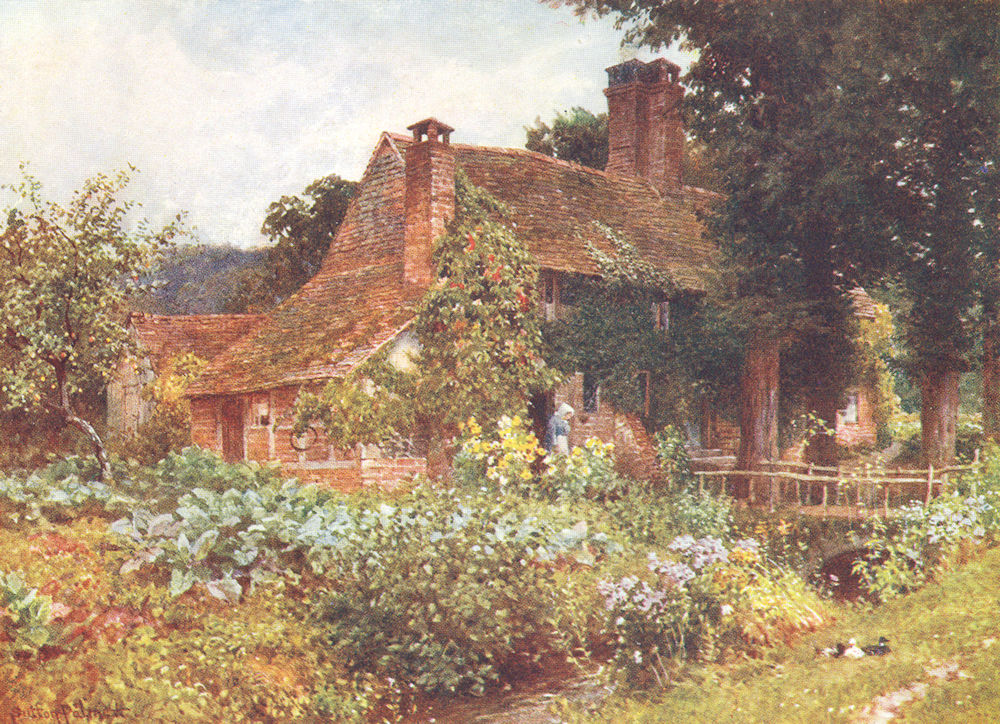 SURREY. Mill cottages, Abinger 1912 old antique vintage print picture