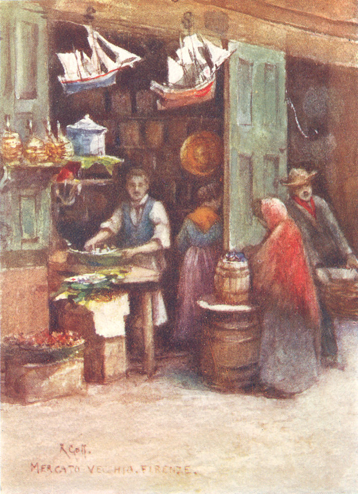 Associate Product FLORENCE FIRENZE. A Mercato Vecchio shop before demolition in 1884. Italy 1905