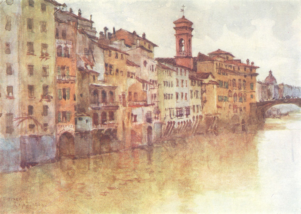 FLORENCE FIRENZE. Houses in Borgo San Jacopo from the Arno, looking west 1905
