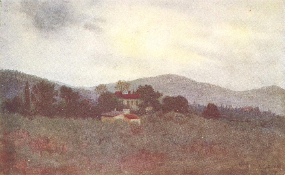 TUSCANY TOSCANA. Tuscan Olive Gardens & the hills of the Casentino 1905 print