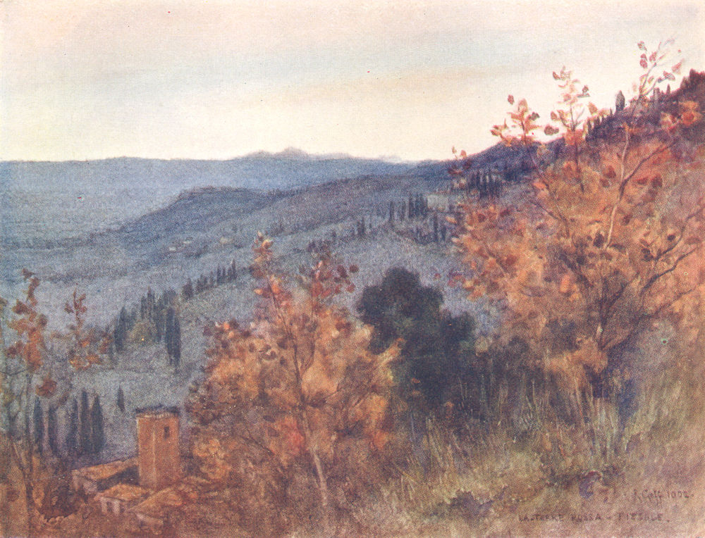 FIESOLE. View over the Tuscan Hills, from the "Torre Rossa". Italy 1905 print