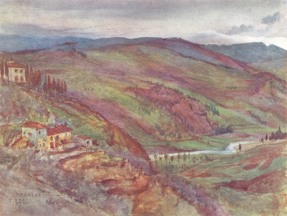 TUSCANY TOSCANA. The valley of the Mugnone looking North to Monte Senario 1905