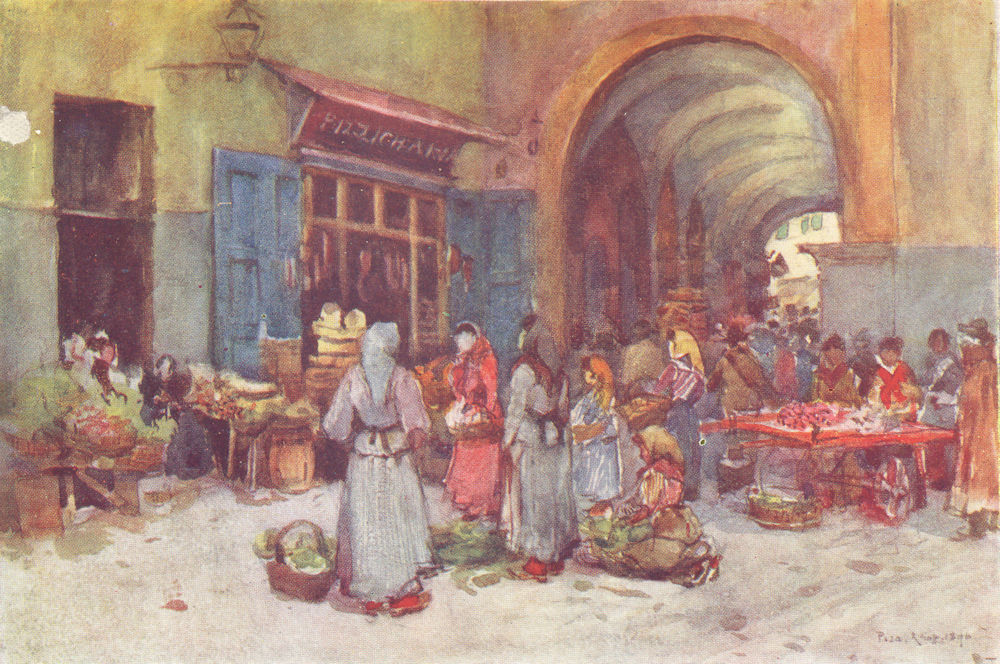 PISA. Street sellers. Italy 1905 old antique vintage print picture