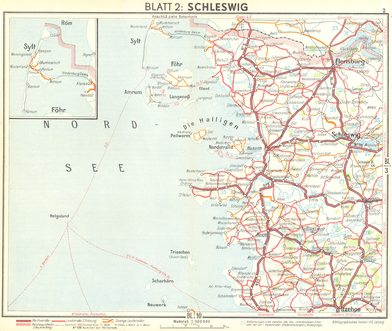 GERMANY. Schleswig 1936 old vintage map plan chart