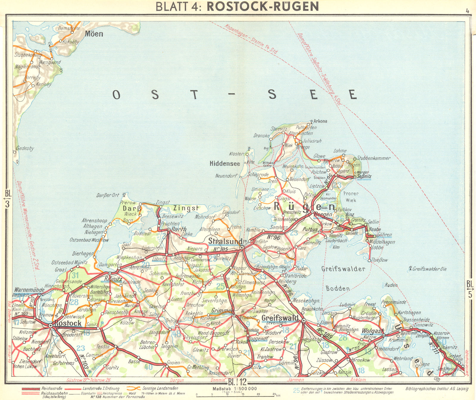 Associate Product GERMANY. Rostock Rügen 1936 old vintage map plan chart