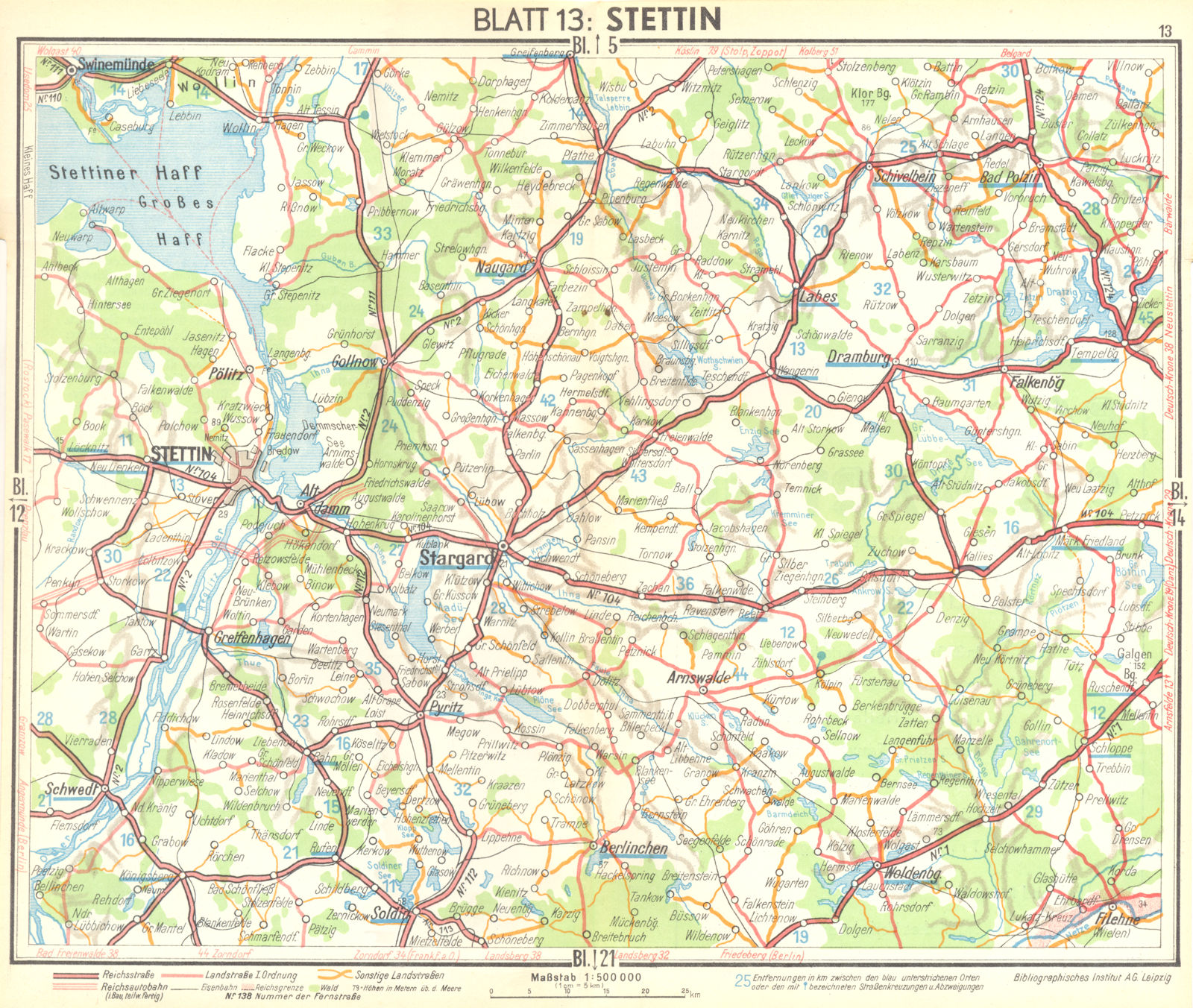 POLAND. Szczecin 1936 old vintage map plan chart