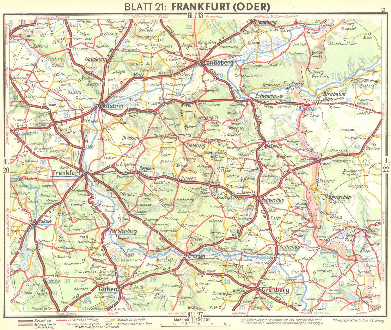 Associate Product GERMANY. Frankfurt(Oder) 1936 old vintage map plan chart