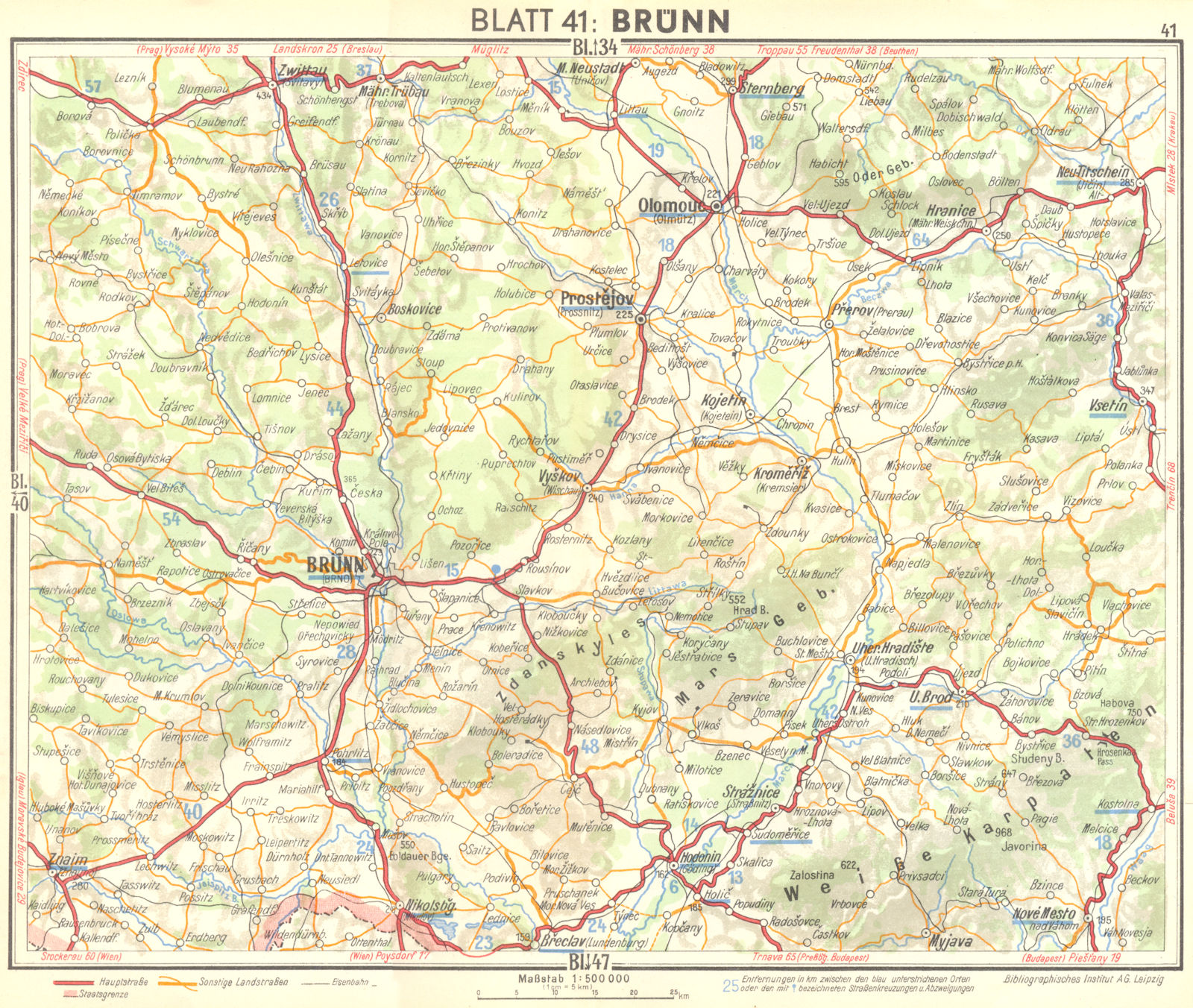 GERMANY. Brunn 1936 old vintage map plan chart