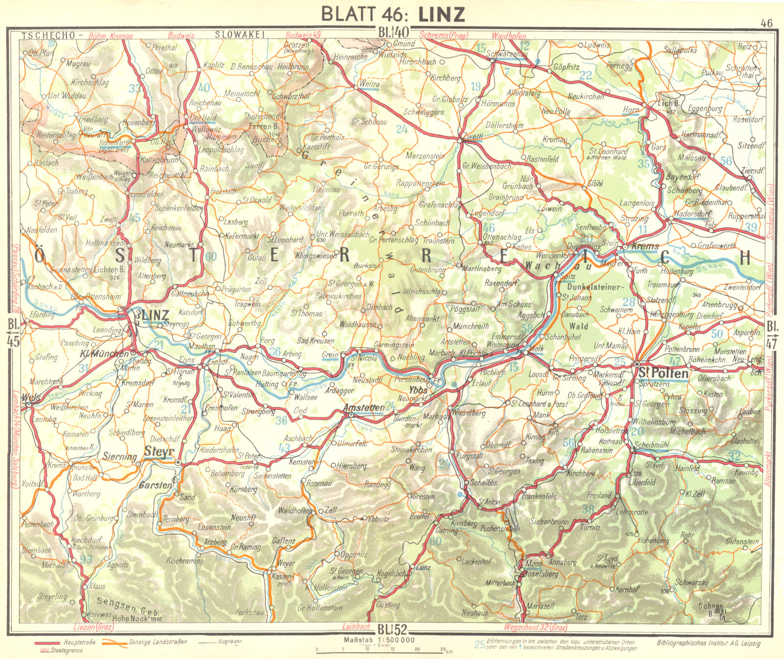AUSTRIA. Linz 1936 old vintage map plan chart