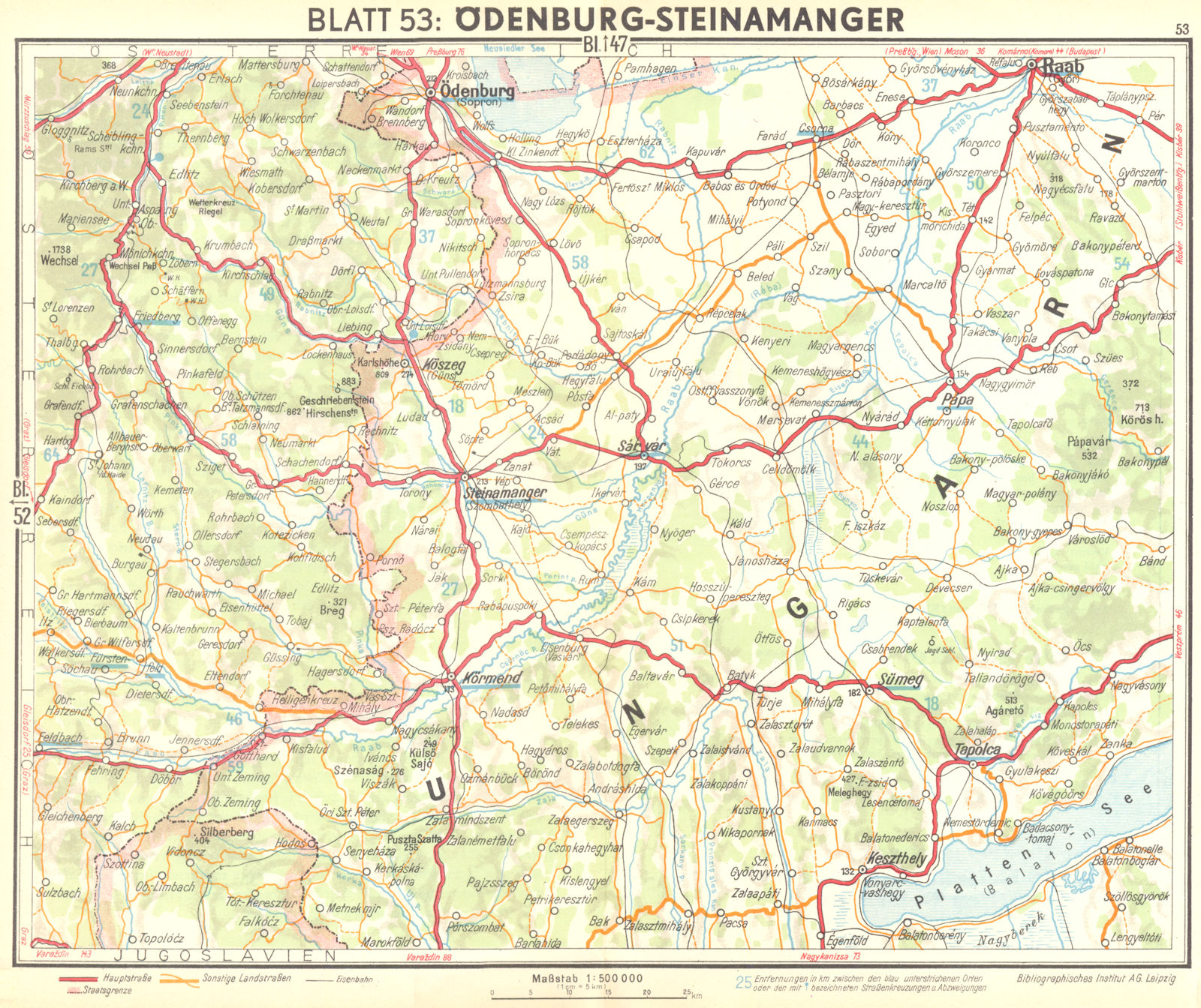 GERMANY. Odenburg-Steinamanger 1936 old vintage map plan chart