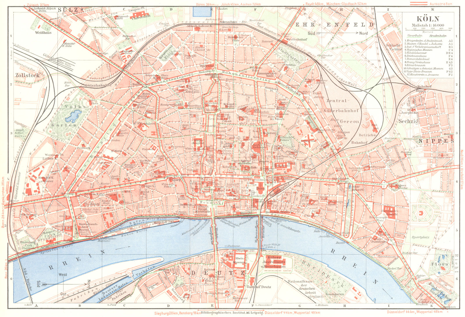 GERMANY. Koln 1936 old vintage map plan chart