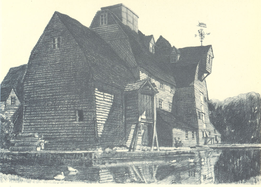 RIPLEY. Newark Mill. Surrey. By Edward Walker 1946 old vintage print picture