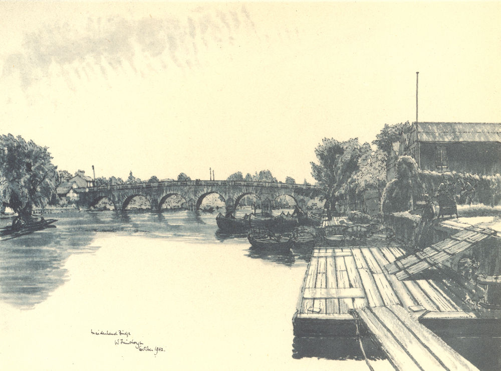 BERKSHIRE. Maidenhead Bridge. By W Fairclough 1946 old vintage print picture