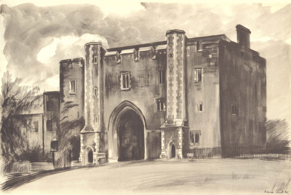 Associate Product ST. ALBANS. Abbey Gatehouse. Hertfordshire. By Malvina Cheek 1946 old print