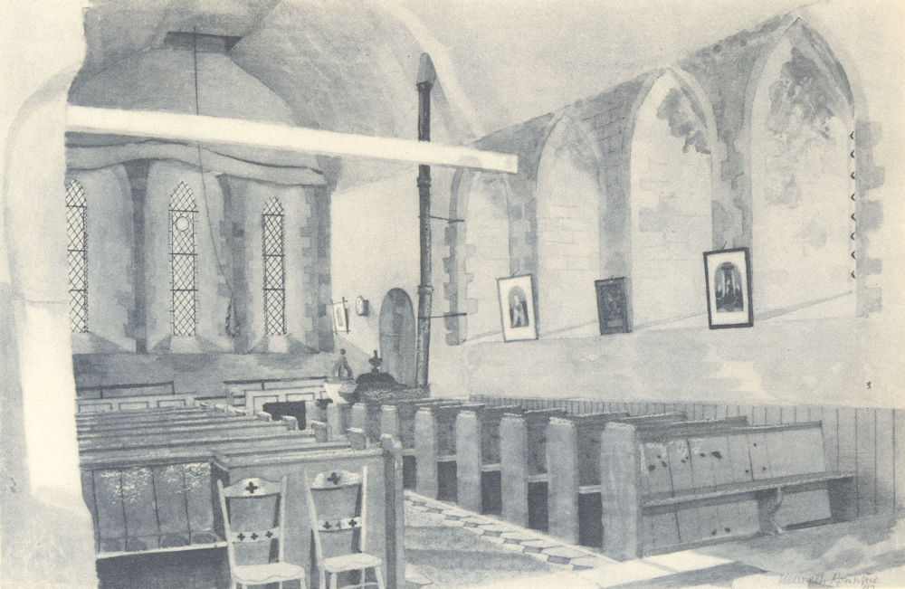 TILTY. St. Mary's - Interior. Essex. By Kenneth Rowntree 1947 old print
