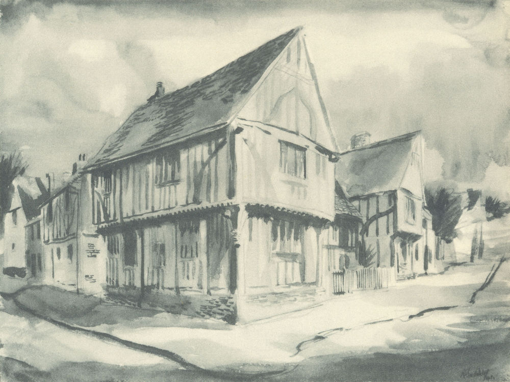 Associate Product LAVENHAM. Wool Hall. Suffolk. By Rowland Suddaby 1947 old vintage print