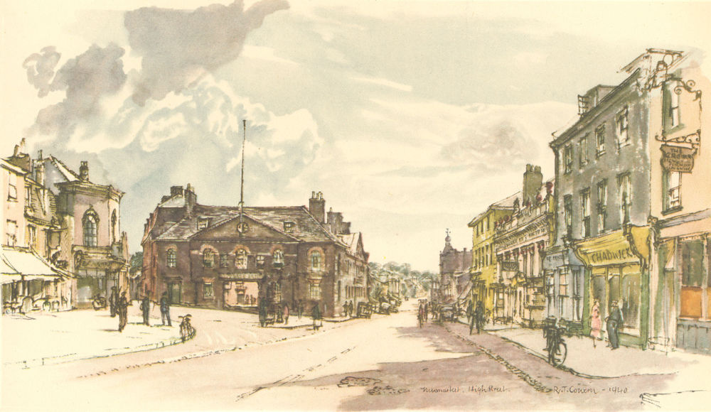 Associate Product NEWMARKET. High Street. Suffolk. By Raymond T Cowern 1947 old vintage print