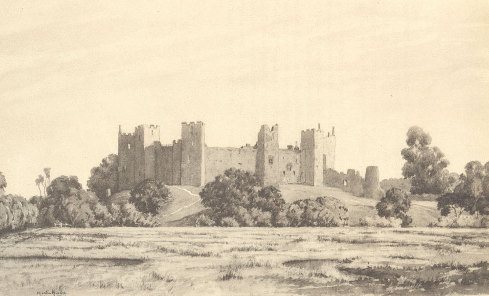 SUFFOLK. Framlingham Castlefrom the North. By Martin Hardie 1947 old print