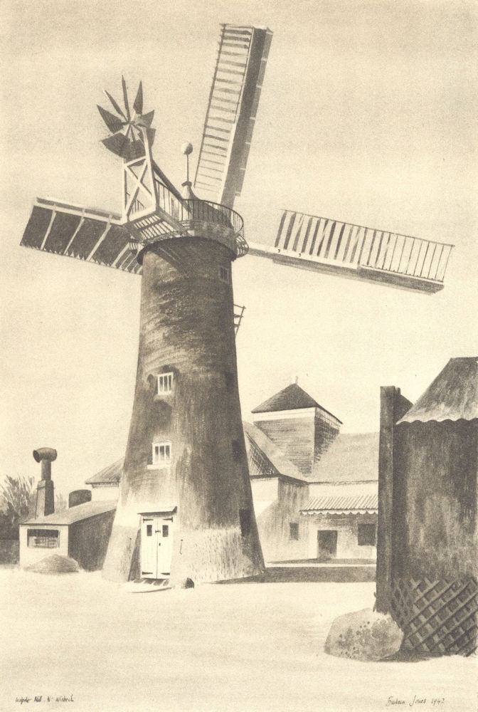 WALPOLE HIGHWAY. Mill. Norfolk. By Barbara Jones 1947 old vintage print