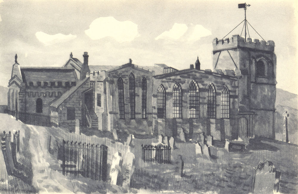 WHITBY. St. Mary's - Exterior. Yorkshire. By Kenneth Rowntree 1947 old print