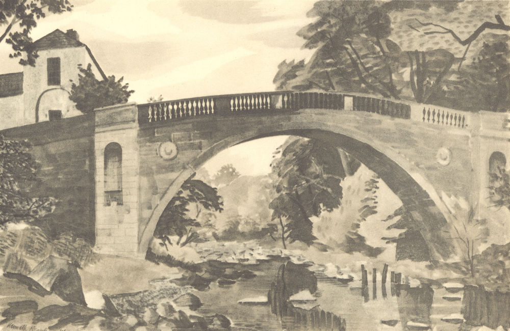 YORKSHIRE. Greta Bridge. By Kenneth Rowntree 1947 old vintage print picture