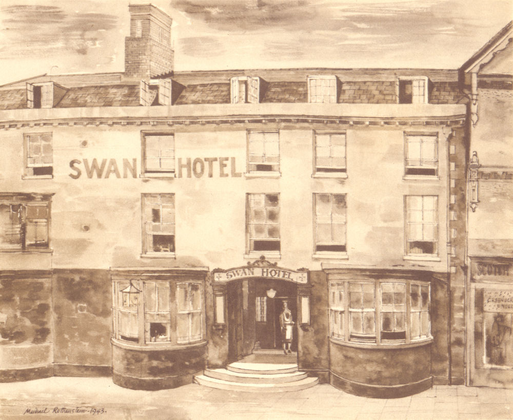 STAFFORD. Swan Hotel. Staffordshire. By Michael Rothenstein 1948 old print