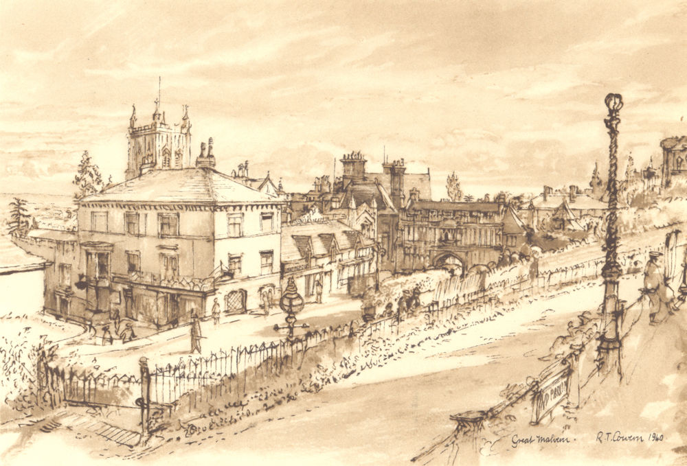 MALVERN. Priory Gateway. Worcestershire. By Raymond T Cowern 1948 old print