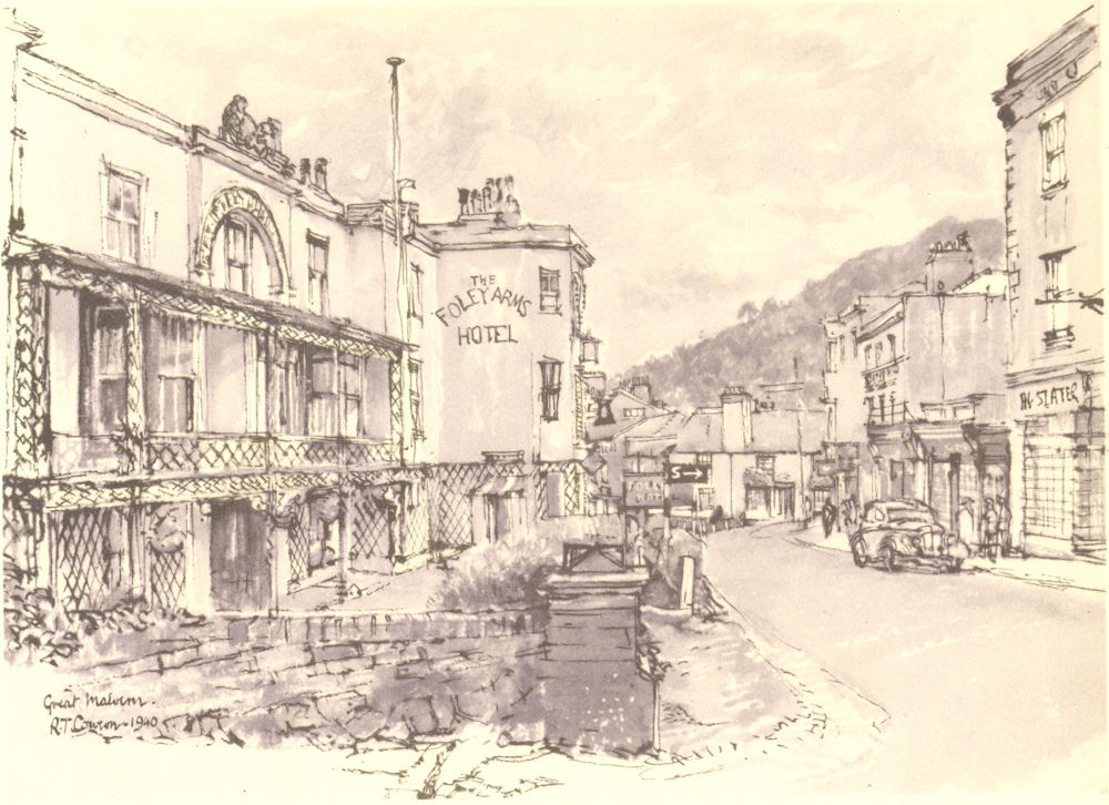 MALVERN. The Foley Arms. Worcestershire. By Raymond T Cowern 1948 old print