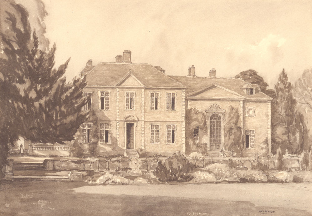 WOODFORD. Heale House. Wiltshire. By HS Merritt 1949 old vintage print picture