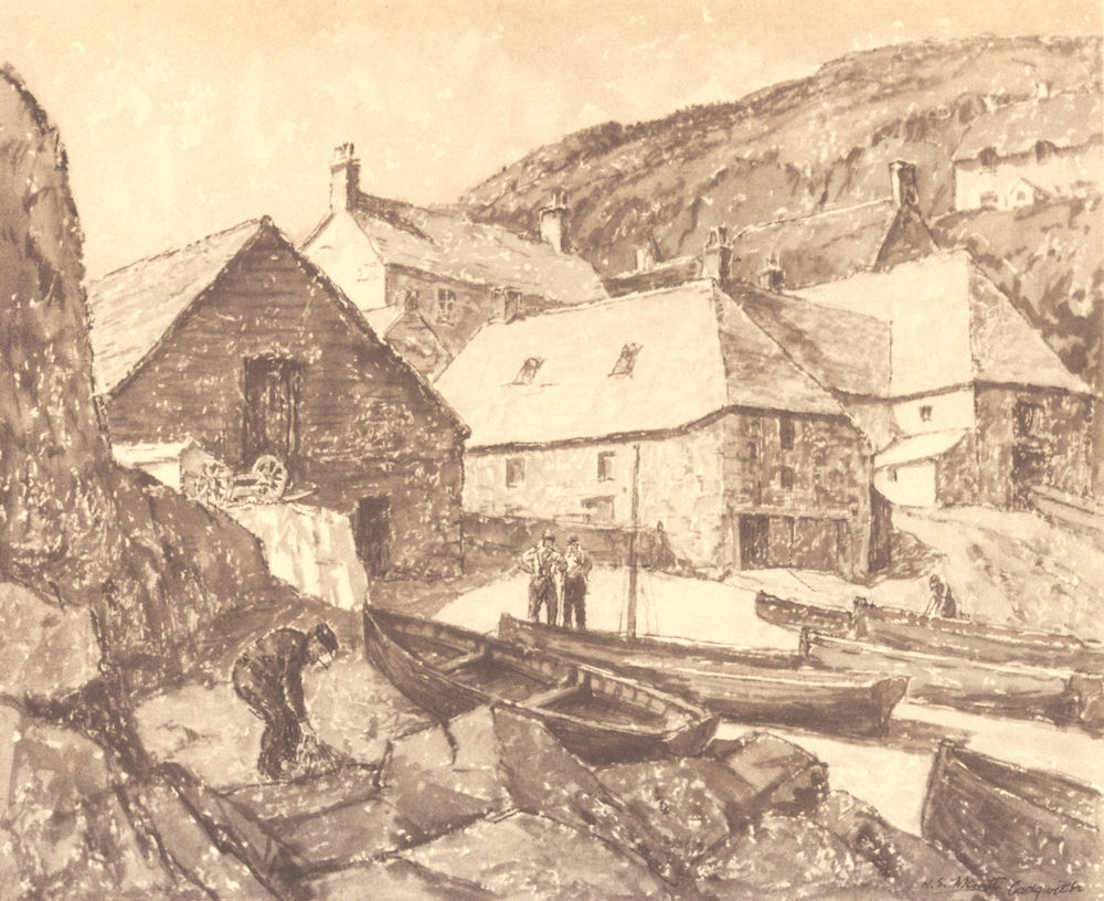 CORNWALL. Cadgwith. By HS Merritt 1949 old vintage print picture