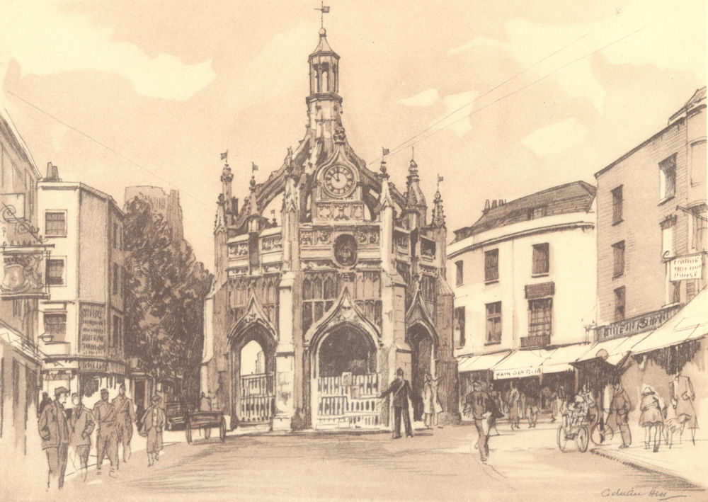 CHICHESTER. Market Cross. Sussex. By Adrian Hill 1949 old vintage print