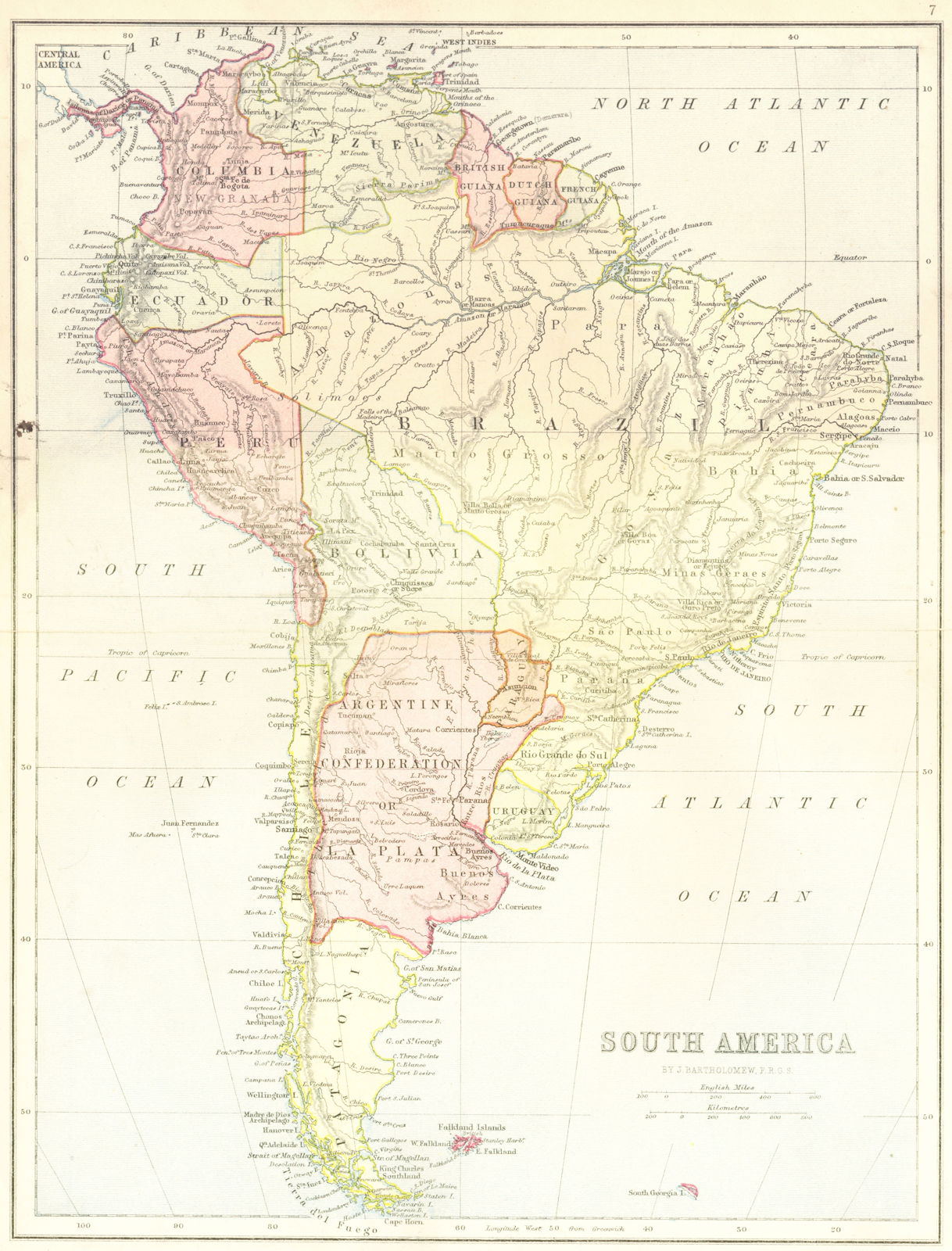 Associate Product MAPS. South America 1870 old antique vintage plan chart