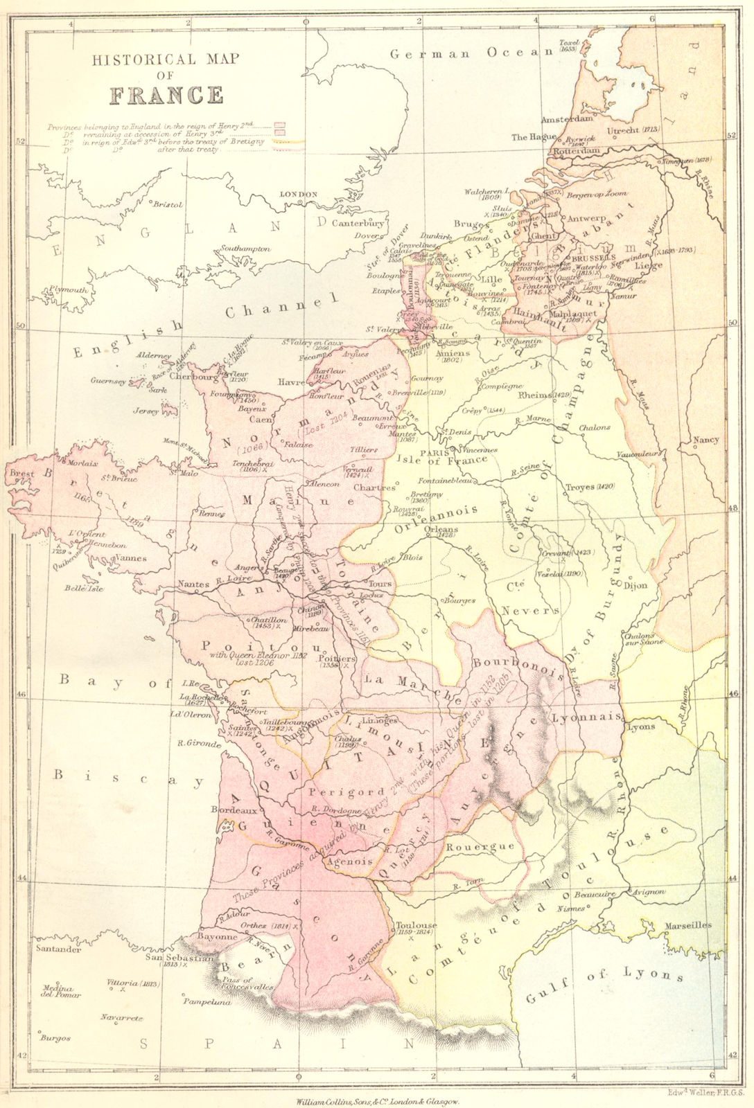 FRANCE. Historical Map of 1870 old antique vintage plan chart