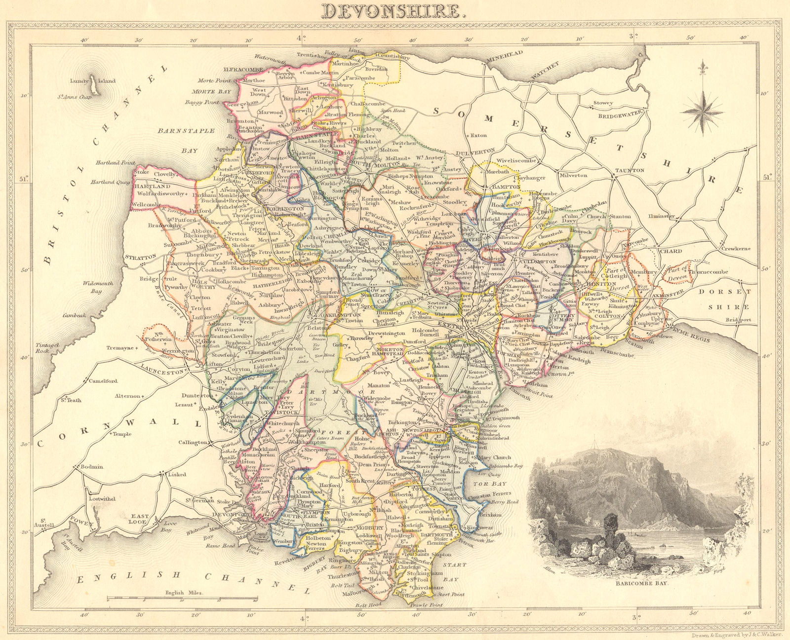 DEVON. Devonshire 1829 old antique vintage map plan chart