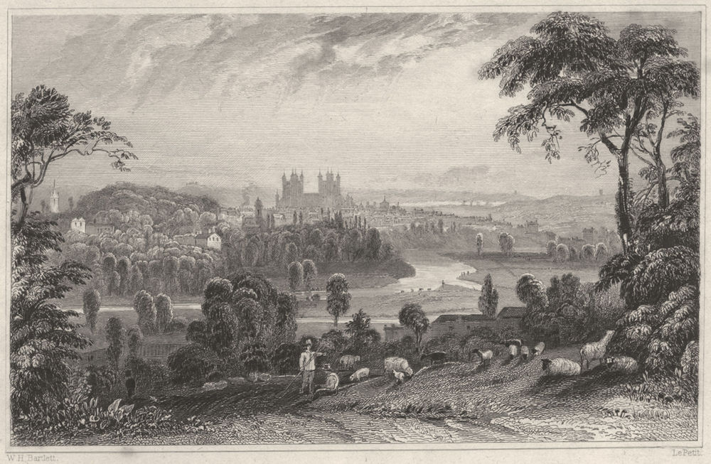 DEVON. Exeter, from Exwick Hill 1829 old antique vintage print picture