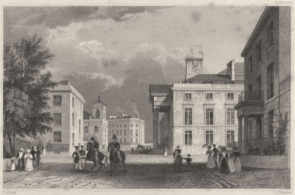 Associate Product DEVON. The Royal Hotel and St. Andrew's Chapel and Terrace 1829 old print
