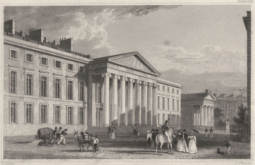 DEVON. Royal Theatre, and Athenaeum 1829 old antique vintage print picture