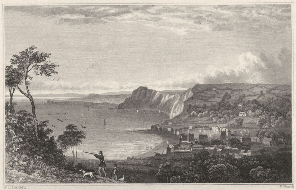 DEVON. Sidmouth, from the Cliffs towards Seaton 1829 old antique print picture
