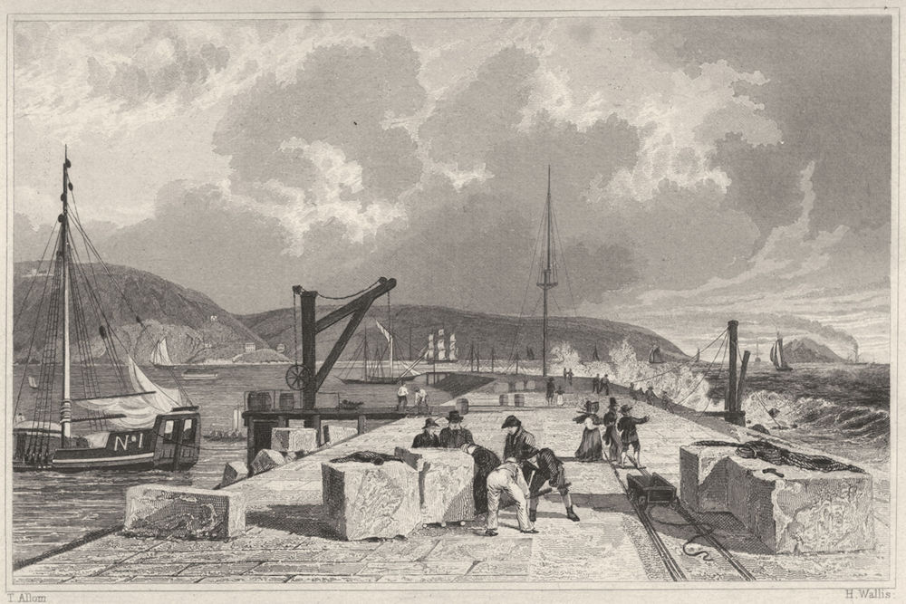 DEVON. Plymouth Breakwater, from the West 1829 old antique print picture