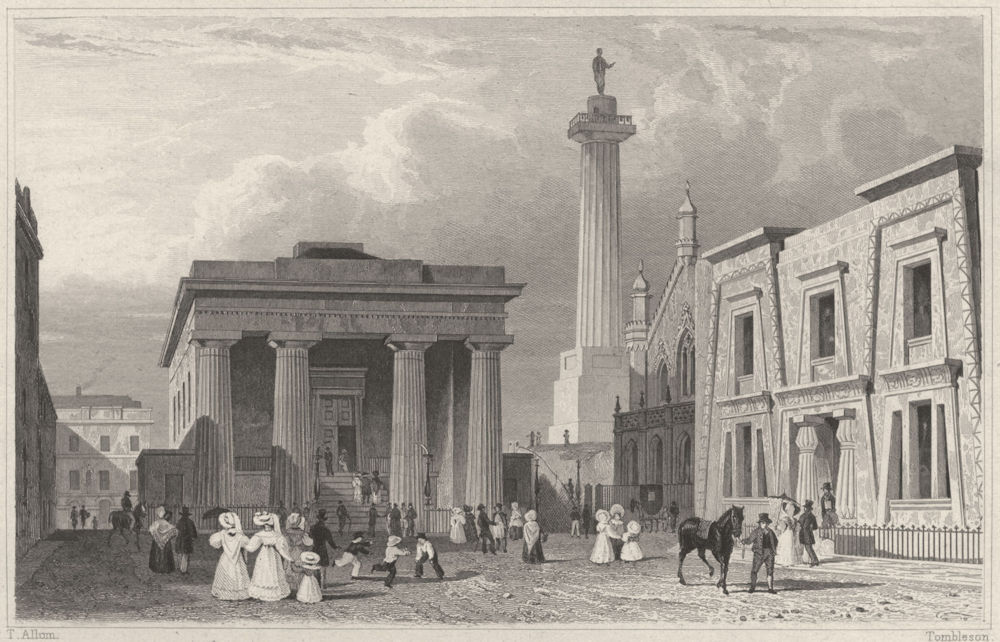 Associate Product DEVON. The Town Hall, Column and Library, Devonport 1829 old antique print