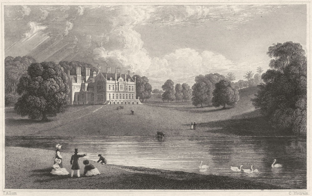 DEVON. Kitley House (The seat of Edmund Pollexfen Bastard Esq MP) 1829 print